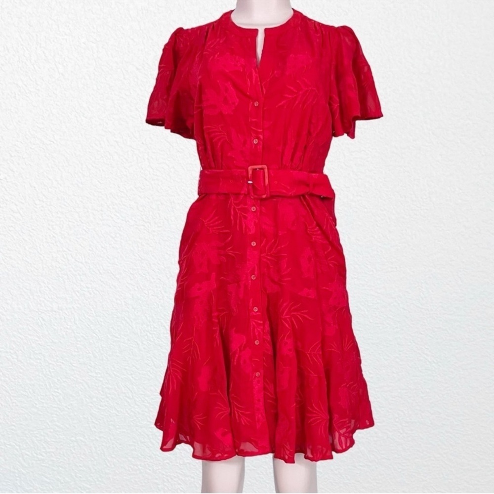 NEW Anthropologie Ranna Gill Red Scarlette Embroidered Shirt Dress SZ S - Picture 2 of 11